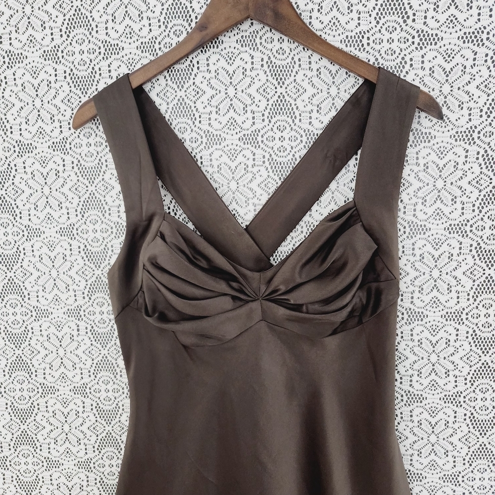 NWT Calvin Klein Sweetheart crisscross fit & flare mini dress 12 brown - Picture 3 of 9